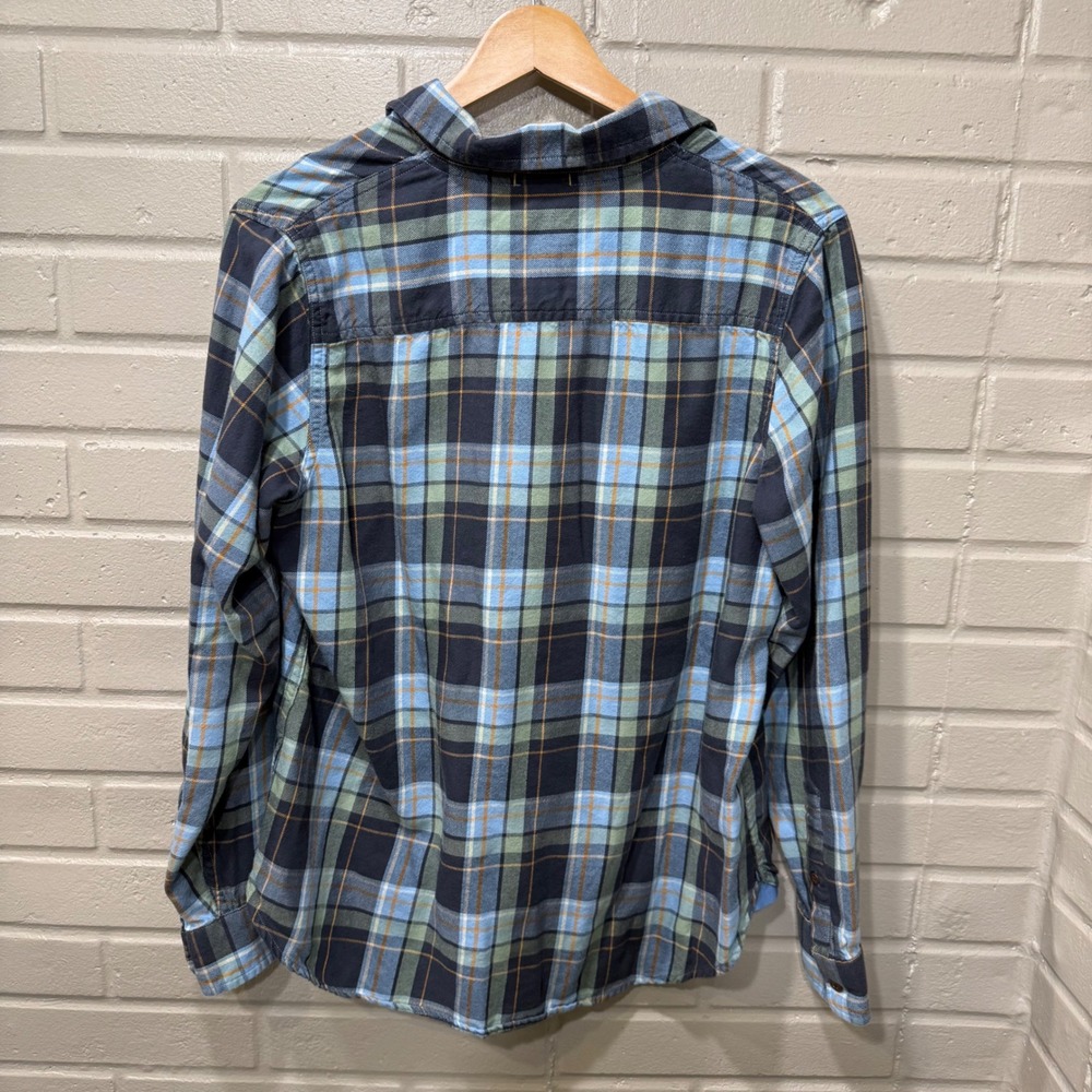 LL Bean Rangeley Flannel Shirt Plaid Button Carbon Navy Sml Organic Cotton Gorp - Picture 3 of 13